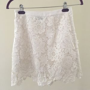 White Floral Lace Topshop Skirt